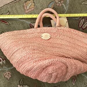 ⚜️Tommy Bahama Peach STRAW RAFFIA BEACH  Weekender Bag Deadstock